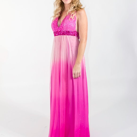 SCALA Gown Dress Gradient  Pink Requins Prom Wedding Small - Picture 4 of 9